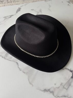 Black Felt Cowboy Hat with Rhinestone Band